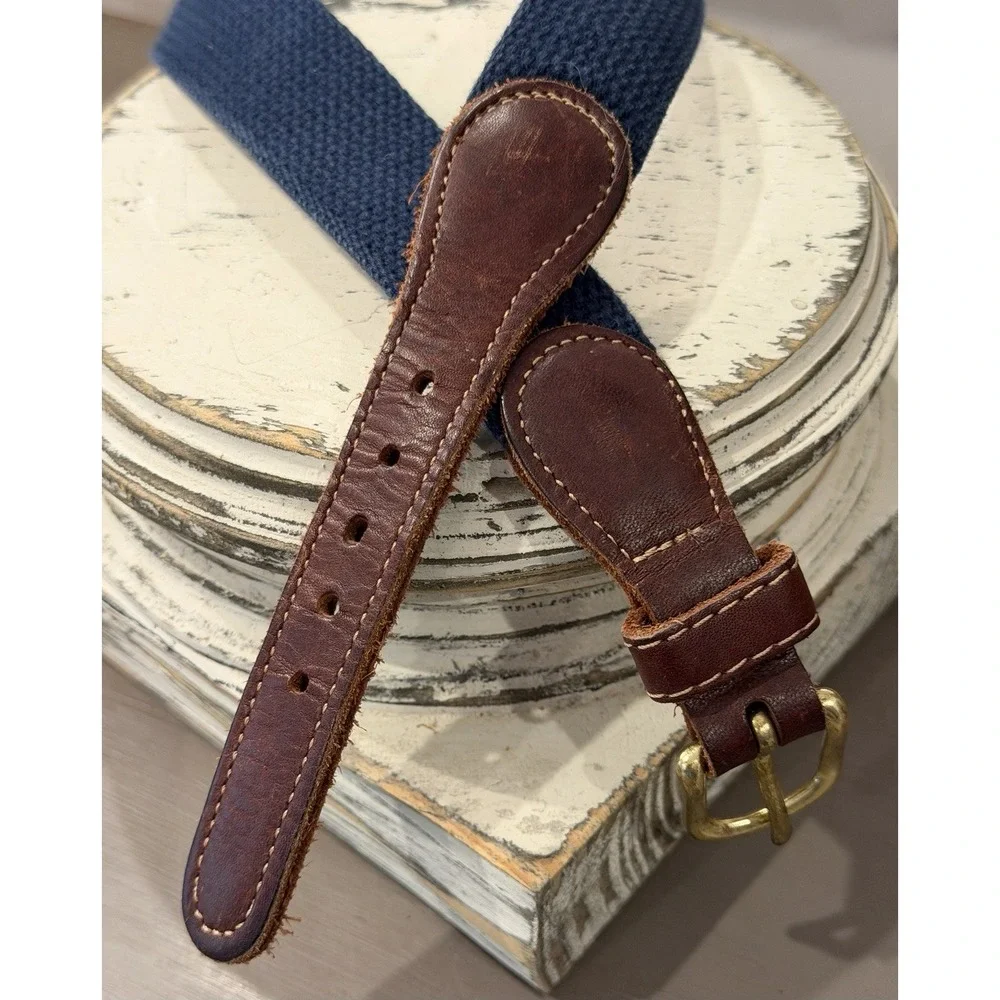 Bailey Boys Leather Canvas Woven Navy Blue Belt Size 22